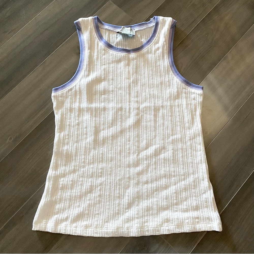Knit Ivory/White Tank with Purple Accents
